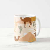 Camels Dunes Cacti：砂漠のシームレス コーヒーマグカップ (正面右)