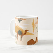 Camels Dunes Cacti：砂漠のシームレス コーヒーマグカップ (正面左)