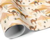 Camels Dunes Cacti:砂漠のシームレス ラッピングペーパー (ロールコーナー)