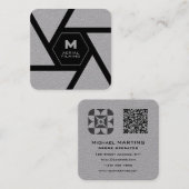 Camera lens gray drone スクエア名刺 (正面/裏面)