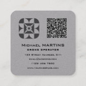 Camera lens gray drone スクエア名刺 (裏面)