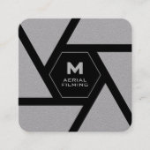 Camera lens gray drone スクエア名刺 (正面)