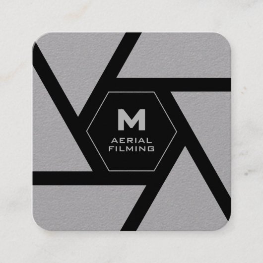 Camera lens gray drone スクエア名刺 (正面)