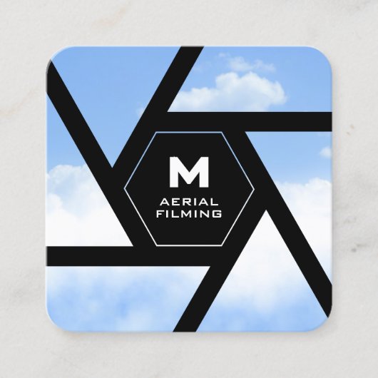 Camera lens sky drone スクエア名刺 (正面)