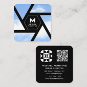 Camera lens sky drone スクエア名刺 (正面/裏面)