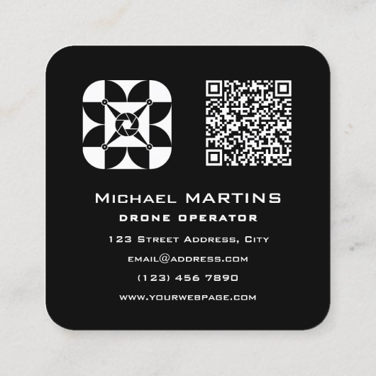Camera lens sky drone スクエア名刺 (裏面)