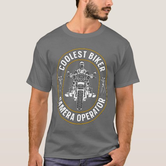 Camera Operator Coolest Biker Camera Movie Maker g Tシャツ (正面)
