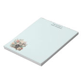 Camera with Flowers Retro Pastel ノートパッド (回転)