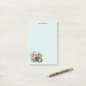 Camera with Flowers Retro Pastel Image ポストイット (デスク上)
