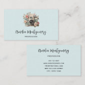 Camera with Flowers Retro Pastel Image 名刺 (正面/裏面)