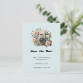 Camera with Flowers Retro Pastel Image 案内ポストカード (スタンド正面)