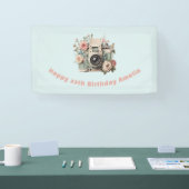 Camera with Flowers Retro Pastel Image Birthday 横断幕 (トレードショー)