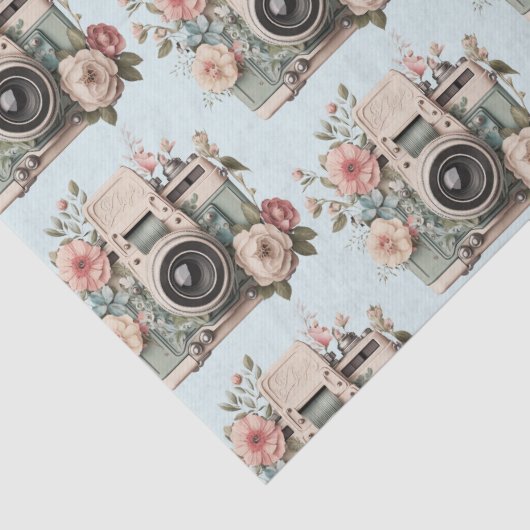Camera with Flowers Retro Pastel Image Pattern 薄葉紙 (詳細)