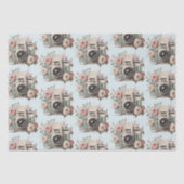 Camera with Flowers Retro Pastel Image Pattern 薄葉紙 (正面)