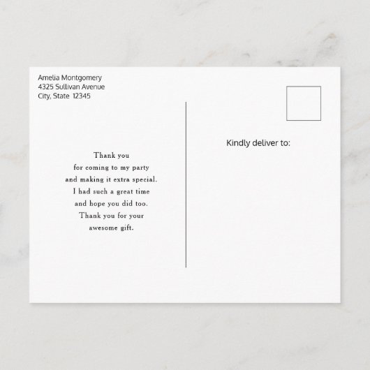 Camera with Flowers Retro Pastel Image Thank You ポストカード (裏面)