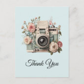 Camera with Flowers Retro Pastel Image Thank You ポストカード (正面)