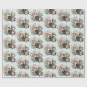 Camera with Flowers Retro Pastel Pattern ラッピングペーパー (フラット)