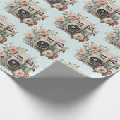 Camera with Flowers Retro Pastel Pattern ラッピングペーパー (角)