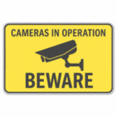 Cameras in Operation Beware Security Sign シール (正面)
