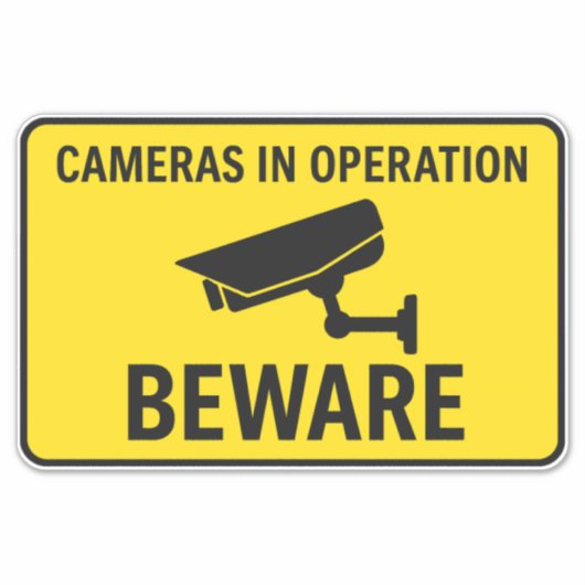 Cameras in Operation Beware Security Sign シール (正面)