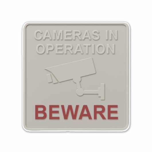 Cameras in Operation – Security Warning Sign with  シール (正面)