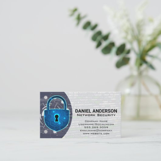 Cameras Logo | Cyber Security Shield 名刺 (スタンド正面)