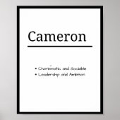 Cameron、Boy Personalized Name Definition ポスター (正面)