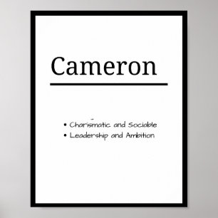 Cameron、Boy Personalized Name Definition ポスター
