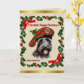 Cameron Scottie Dog Personalized Xmas カード (黄色い花)