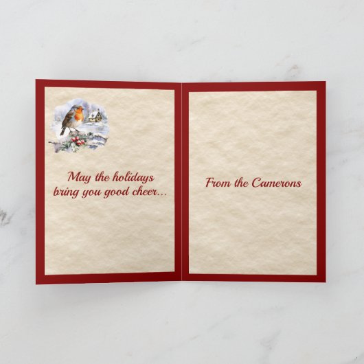 Cameron Stag & Robin Tartan Personalized  シーズンカード (内部)