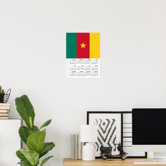 Cameroon 2026 Calendar, Large, Cameroon Flag ポスター (ホームオフィス)