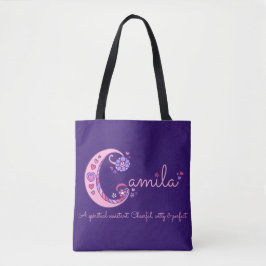 Camilaの名前および意味モノグラムのバッグ トートバッグ