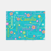 Camilaパーソナライズ短名アクアピンク毛布 フリースブランケット (正面(横))