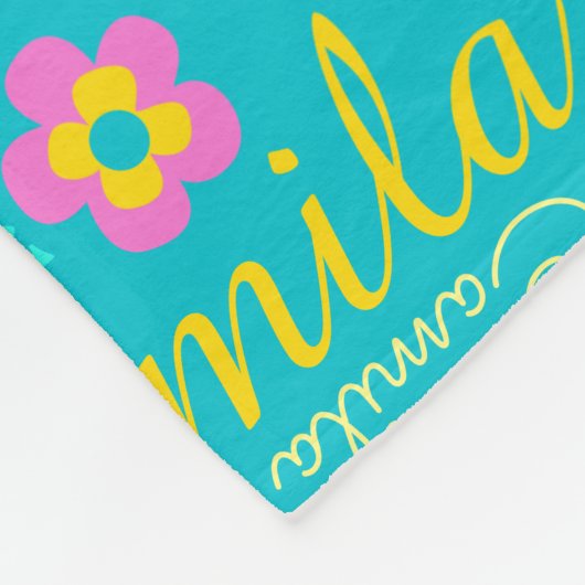 Camilaパーソナライズ短名アクアピンク毛布 フリースブランケット (角)