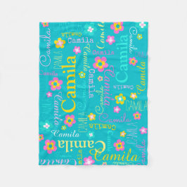 Camilaパーソナライズ短名アクアピンク毛布 フリースブランケット