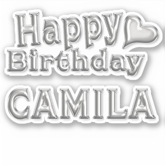 Camila Happy Birthday silver Aufkleber Sticker シール (正面)