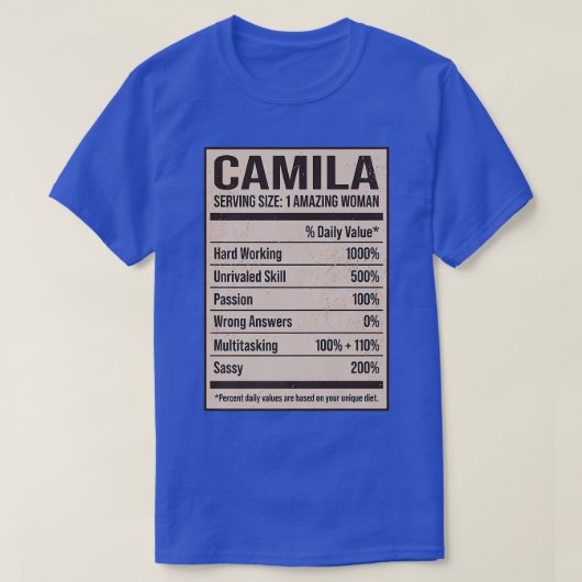 Camila Nutrition Facts Name Nickname Alias Title F Tシャツ (デザイン正面)