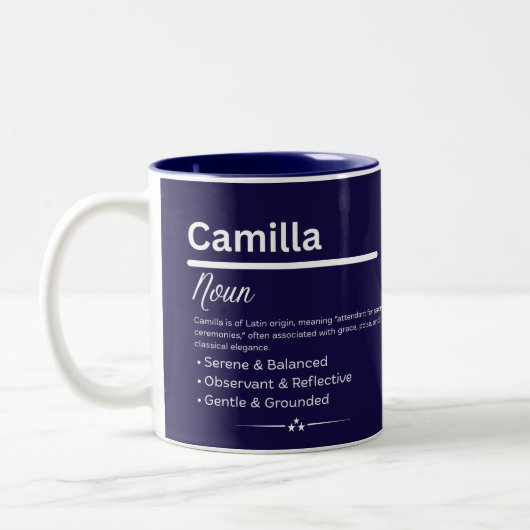 Camilla Personalized Girl Name Meaning Coffee Mug ツートーンマグカップ (左)