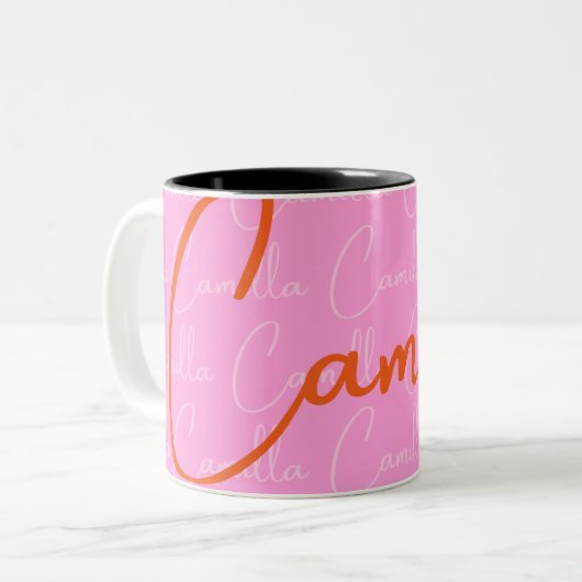 Camilla Repeating Name Pattern  ツートーンマグカップ (正面左)