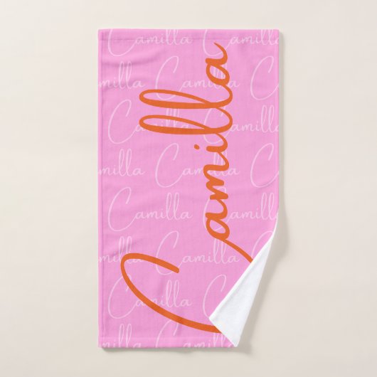 Camilla Repeating Name Pattern  バスタオルセット (ハンドタオル)