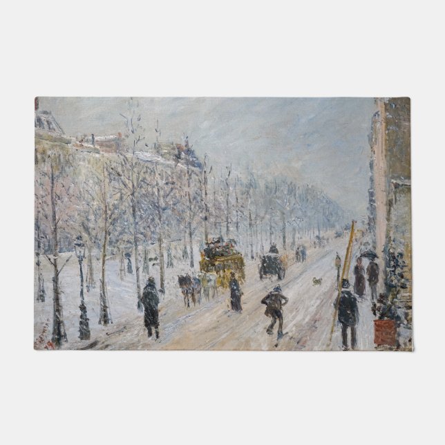 Camille Pissarro – 外側の大通り、雪効果 ドアマット (正面)