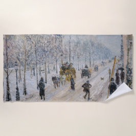 Camille Pissarro – 外側の大通り、雪効果 ビーチタオル