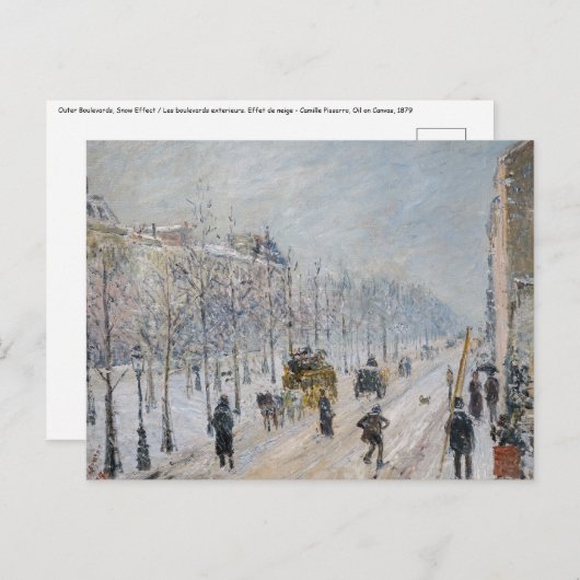Camille Pissarro – 外側の大通り、雪効果 ポストカード (正面/裏面)