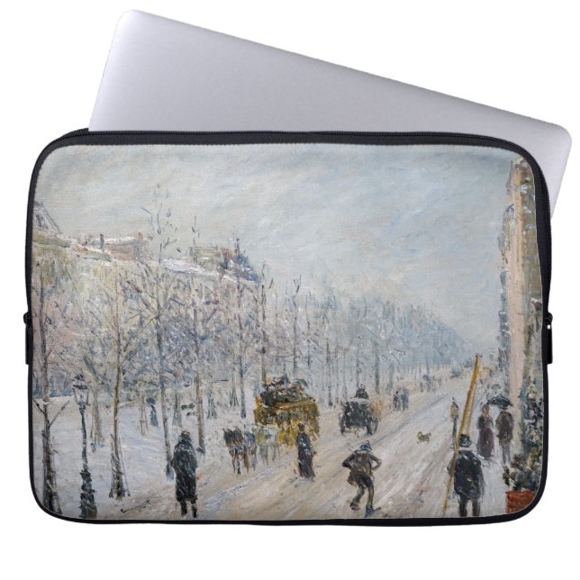 Camille Pissarro – 外側の大通り、雪効果 ラップトップスリーブ (正面)