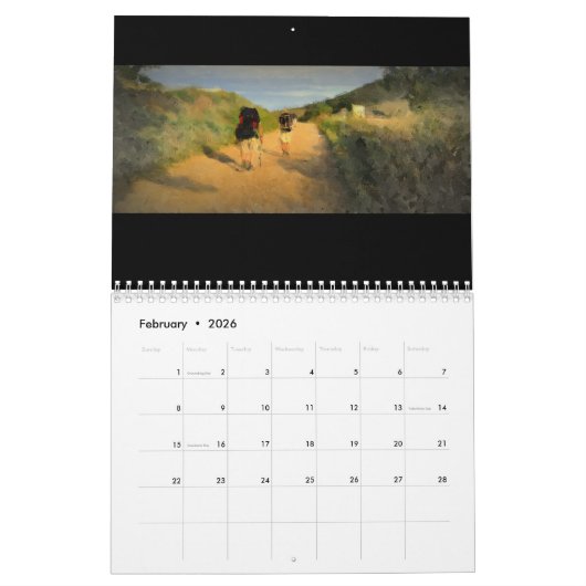 Camino deサンティアゴに沿う色彩の鮮やかな景色 カレンダー (2月 2026)