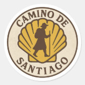 Camino de Santiagoステッカー – Pilgrim ラウンドシール (正面)