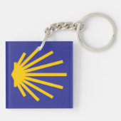 Camino de Santiago Keychain、黄色の矢印とシェル キーホルダー (裏面)