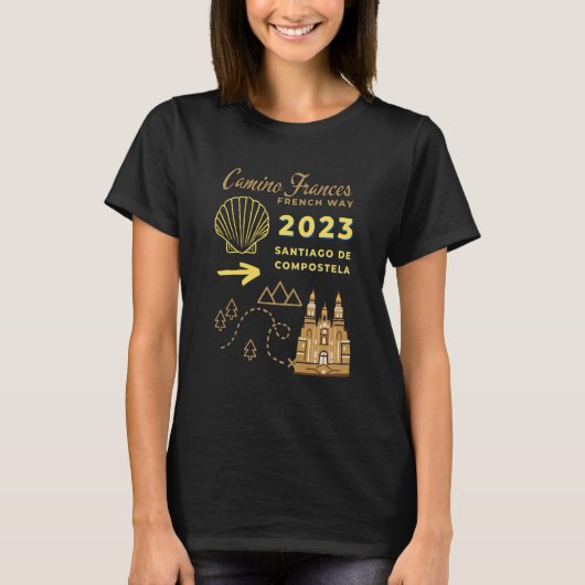 Camino Frances French Way 2023 Santiago de Compost Tシャツ (正面)