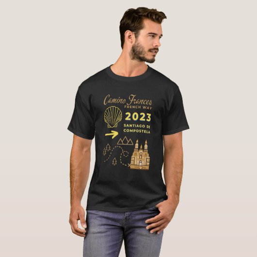 Camino Frances French Way 2023 Santiago de Compost Tシャツ (正面フル)