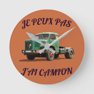 Camion Vert Vintage – Illustration Rétro de Truck ラウンド壁時計